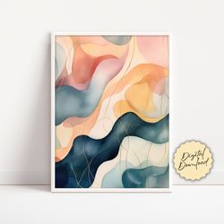 Abstract Printable Wall Art, Digital Download Art Print, Watercolor Abstract, Modern Decor, Contemporary, Geometric Post