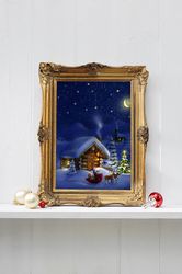 Beautiful Christmas Poster, Christmas On A Snowy Day Art, Xmas Decor Poster, Vintage Xmas Holiday Art Print SS03.jpg