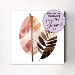 boho leaves - canvas gallery wrapped - printed and shipped - minimalism leaves - modern wall decor, art print, watercolo