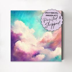 Canvas Gallery Wrapped - PRINTED AND SHIPPED - Abstract Art Print, Abstract Clouds, Cloud Art, Contemporary, Rainbow Sky
