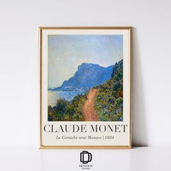 Claude Monet La Corniche Print, Coastal Beach Landscape Wall Art, Monet Monaco Seascape Painting, Monet Exhibition Poste