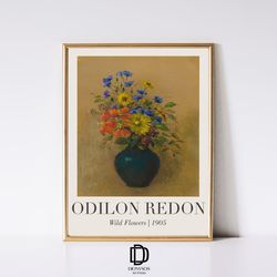 Odilon Redon Wild Flowers Art Print, Vintage Flower Oil Painting, Odilon Redon Exhibition Poster, Botanical Flower Decor