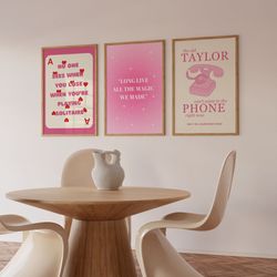Set of 3 Taylor Swift Posters, Look What You Made Me Do, Speak Now Print, Reputation Taylor Print, Girly Swiftie Gallery