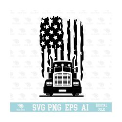 Trucker Design American Flag USA SVG, PNG, Circuit Files, For T-shirts, Mugs and More | Truck Sticker Design