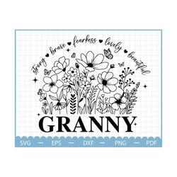 Granny Svg, Grandma Sunflower svg, Floral Grandma svg, Mothers Day Svg, Grandma Wild Flowers svg, Mother's Day Gifts, Gi