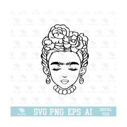 Silhouette Frida Kahlo Printable Digital Download DesignSVG, PNG, EPS, Digital Download | Clipart, Vector, Png Digital F