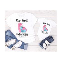 Personalized First Mother's Day Png, Our First Mothers Day Matching Shirts Png, Mom & Baby Png, Mom Baby Dinosaur Png, M
