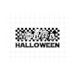 Mouse And Friends Halloween Svg, Trick Or Treat Svg, Halloween Face Masquerade, Spooky Vibes Svg, Checkered Pattern Svg