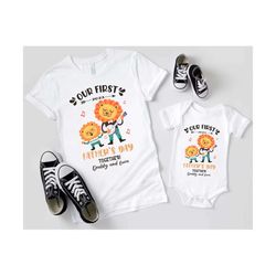 Personalized Our First Father's Day Together Png, Father's Day Png, Dad Lion and Baby Png, Fathers day matching shirts,