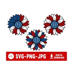 Patriotic Sunflower Png, 4th Of July Clipart, American Flag, Independence Day Png, Usa 4th Of July, USA Designs, Svg Fil
