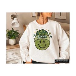 Lucky Vibes PNG, ST Patricks Day, Patrick's Day Sublimation, Retro Groovy Lucky Smile, Patrick Day, Digital File, Digita