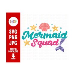 Mermaid Squad Svg, Mermaid Svg, Mermaid Tail Svg, Under The Sea, Mermaid Girl Svg, Svg Files For Cricut, Digital Downloa