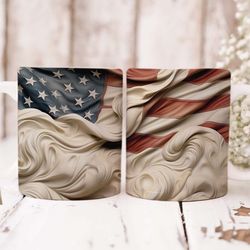 3d american flag mug