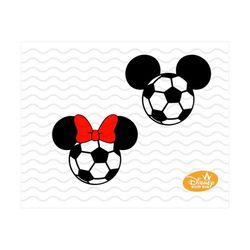 football mouse svg / team soccer ball ears bow / soccer mom svg, instant download / family trip svg. ball mouse for silh