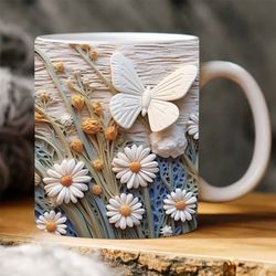 3D White Daisies Flower Mug