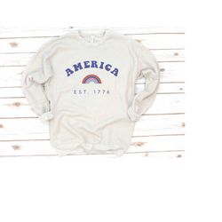 USA Fleece, 4th of July, Memorial day, America Fleece, USA Sweatshirt, Vintage, Red White Blue Shirt, Gift for Mom, Gift