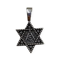 Pendant Freemason Star of David, divider, square, G, S60183G sterling silver 925