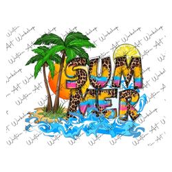 Sunset Beach Summer Sublimation Png, Summer Png, Summer Palm Png, Sunset Summer Png, Leopard Summer Png File, Sublimatio