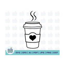 Coffee Cup SVG, coffee svg, Coffee to Go, svg design, Latte, Take Away Cup, Heart, Digital file, heart svg, Instant Digi