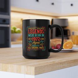 Legends Were Born In 1972 Mug, Born In 1972 Canvas Tote Bag, Born In 1972 Coffee and