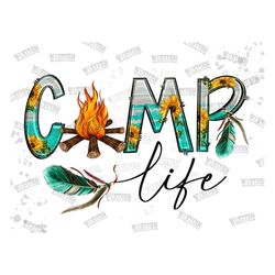 Camp Life Png Sublimation Design, Campfire Png, Turquoise And Sunflower Camp Life Png, Camp Life Clipart Png Digital Dow
