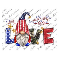 Western American Flag Gnome Love Png, Love American Gnome Png, Happy 4th of July, American Flag, Gnome Png, Love Png, Am