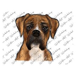 Boxer Dog Sublimation Design, Boxer Png, Watercolor Boxer Png, Cute Boxer Png, Clipart Boxer Png, Hand Drawing Boxer Sub