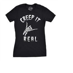 Creep It Real Shirt, Shaka Skeleton, Halloween Shirt Women,  Funny Halloween Shirt, Halloween Costume, Skeleton Shirt Gi