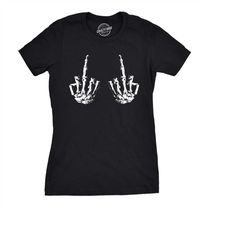 Bones Middle Finger Shirt, Halloween Shirt Women, Black Spooky Shirt, Funny Halloween Shirt, Halloween Costume, Skeleton