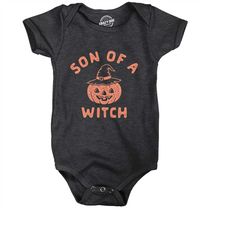 son of a witch romper, pumpkin romper, funny baby romper, funny newborn clothes, baby clothes, halloween, halloween cost