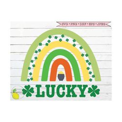 St Patricks Day svg, Rainbow Lucky Shamrock svg Pot of Gold svg Irish svg Farmhouse svg Files for Cricut Downloads Silho