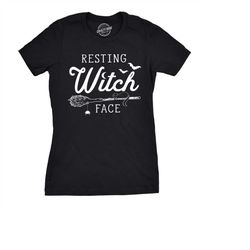 Witches Broom Resting Witch Face, Occult Shirts Woman, Halloween Witch T Shirt, Womens Funny T shirt, Cute Witch Hallowe