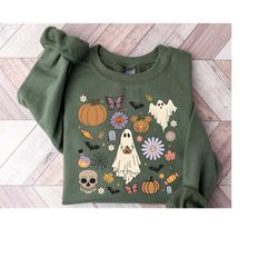 Halloween Sweatshirt, Halloween Doodles Sweatshirt, Halloween Women Gifts, Funny Halloween Hoodie, Spooky Doodle, Trick