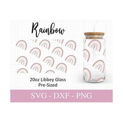 20oz Rainbow Libbey Glass Svg I Summer Can Glass SVG I Boho Svg Files For Cricut I Beer Can Glass Wrap SVG I Svg Png Dxf
