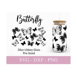 20oz butterfly Libbey Glass Svg I Butterflies Can Glass SVG I Svg Files For Cricut I Beer Can Glass Wrap SVG I Svg Png D