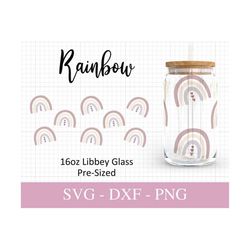 16oz Rainbow Libbey Glass Svg I Summer Can Glass SVG I Boho Svg Files For Cricut I Beer Can Glass Wrap SVG I Svg Png Dxf