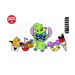 Stitch Halloween snacks SVG oogie boogie png dxf clipart , cut file layered by color