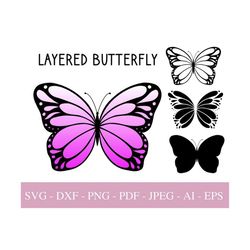 Butterfly SVG Files For Cricut, Butterfly Clipart PNG , Layered, DXF Cut File, Popular Summer Design Clipart, Pdf.