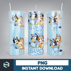 Blue Dog Tumbler Wrap, Instant Download 20oz Tumbler PNG Wraps Design, Digital Cartoon 20 oz Skinny Tumblers Designs