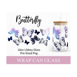 16oz Butterfly Libbey Glass Svg I Butterflies Can Glass SVG I Svg Files For Cricut I Beer Can Glass Wrap SVG I Svg Png D