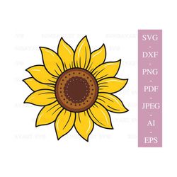 Sunflower SVG Files For Cricut, Flower Clipart PNG , DXF Cut File, Sunshine Summer Design Clipart, Sunflower Digital Dow