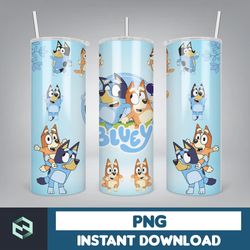Blue Dog Tumbler Wrap, Instant Download 20oz Tumbler PNG Wraps Design, Digital Cartoon 20 oz Skinny Tumblers Designs
