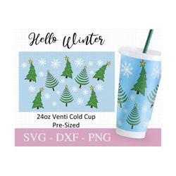 No Hole 24oz Venti Cold Christmas Wrap Cup Svg, Popular Svg, Winter Files For Cricut, Trendy Cup Design, Print Full Wrap