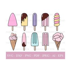 Ice Cream Svg Files For Cricut, Popsicle PNG , Cute Food Svg Bundle, Ice Cream Svg, Summer SVG, DXF Cut File, Pdf.