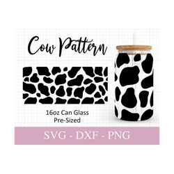 16oz cow can glass svg i cow pattern can glass svg i svg files for cricut i  beer can glass svg i svg png dxf.
