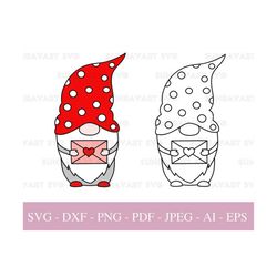 Valentine Gnome SVG Files For Cricut, Gnome with Hearts PNG Digital Download, Love Gnome Clip Art, Funny Gnome SVG, Dxf