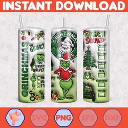 Christmas Tumbler Sublimation Designs, 20oz Skinny Tumbler Wrap, Cartoon Funny Christmas Design Tumbler PNG