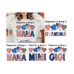 4th of July Happiness is being a Grandma Svg, Custom Grandma & Grandkids, America Flag Svg, Patriotic 4th of July Svg, I