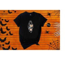 Halloween Ghost Shirt, Halloween Party Shirt, Floral Ghost Shirt, Autumn Shirt, Trick or Treat Shirt, Cute Ghost, Hallow