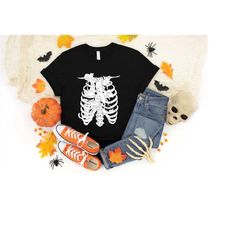 Halloween Bat and Cat Shirt, Halloween Cat Tee, Halloween Horror Shirt, Halloween Bat Shirt, Halloween Cat Tee